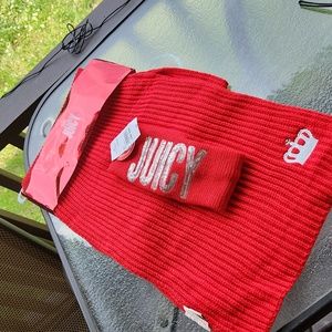 Juicy Couture Scarf and Headband set ☆ RED ☆ Awesome embroidery & sequins ☆ NWT